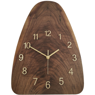 新款黑胡桃钟表挂钟客厅家用时尚简约石英钟壁钟挂表实木静音时钟