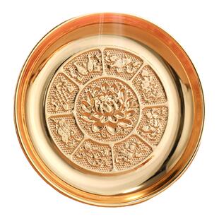 合金供果盘家用平底供果盘室内供品盘佛前供盘供奉财神爷贡品盘子