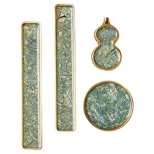 梅林笔庄书法镇尺实心黄铜笔搁镇纸压纸神器创意贝壳纹高档礼盒装文房四宝高颜值学生压宣纸压书石金属小摆件