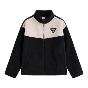 Jeep吉普童装羊羔绒外套男童冬季抓绒衣女童户外大童加厚保暖开衫