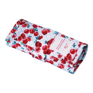 野栀原创正红色玫瑰进口棉布首饰收纳袋便携耳钉戒指项链卷帘收纳