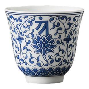 德化白瓷甜白手写手工功夫茶杯薄胎手绘主人杯茶碗单杯品茗杯定制