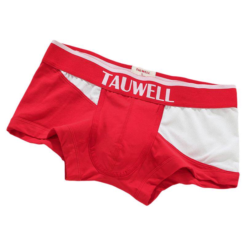 Tauwell 青年男士低腰小平角内裤 性感时尚紧身拼接透气网孔 棉质