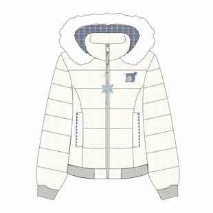 SREK新款甜美连帽格子棉服女冬季加厚保暖宽松百搭减龄棉衣外套