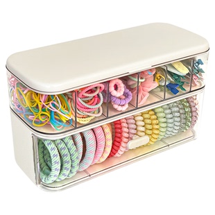 儿童发圈收纳盒分格女宝头绳发卡翻盖盒子大容量皮筋发夹发饰品盒