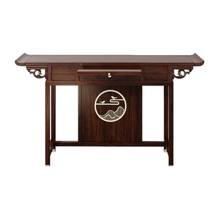 新中式玄关桌实木条案客厅入户门厅轻奢供桌靠墙案几乌金木玄关柜