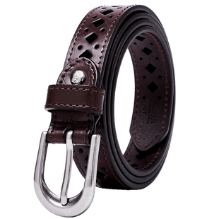 暇步士女皮带时尚针扣腰带真皮高档皮带潮流百搭裤带本命年红皮带