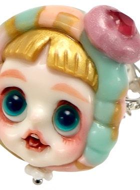 小众原创设计可爱娃娃纯银戒指