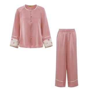 爱慕皇锦含22姆米重磅真丝女士睡衣开襟分身套装-娘娘寝衣HJ21558