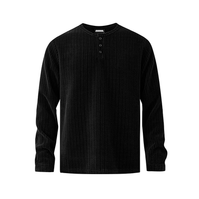 MRCYC轻熟风亨利领坑条长袖T恤男