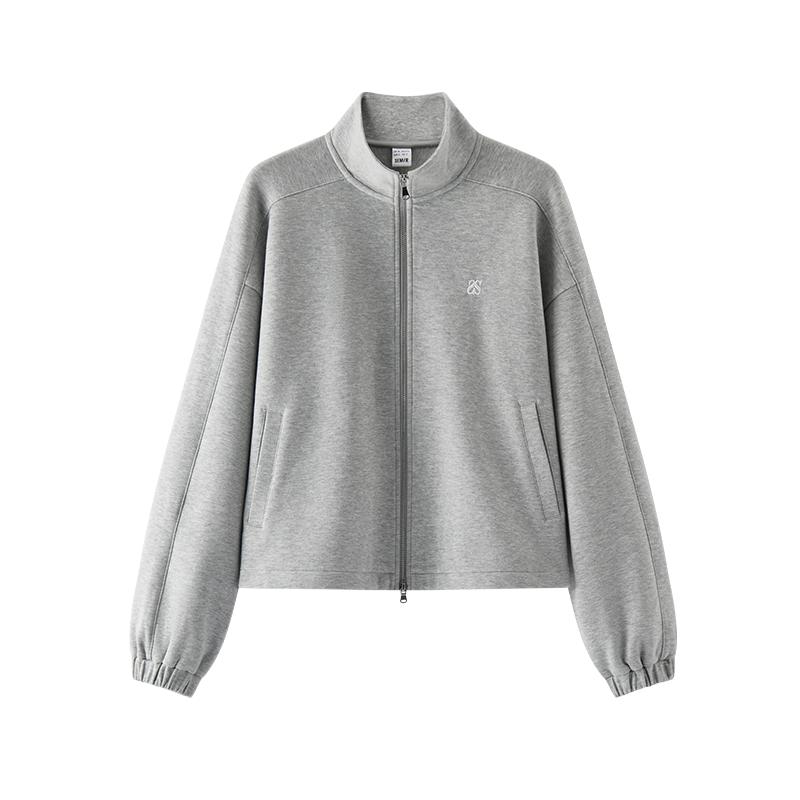 [商场同款]森马外套女抽绳学院风2025新款秋季立领肌理夹克运动风