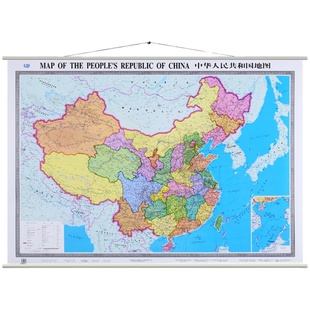 2024中国地图挂图 1.5米*1.1米 中英文 精装 双面覆膜中华人民共和国地图 办公室商务挂图 适合外语外企单位使用 全国英文地图