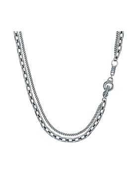 周六福侧身链项链男高级感痞帅S925银潮流百搭素链跨年礼物送男友