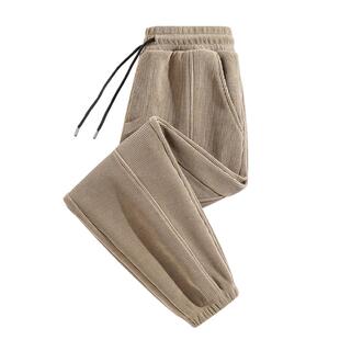 班尼路裤子男款春秋季重磅雪尼尔垂顺质感束脚裤男士休闲运动裤A