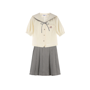 墨秋JK制服小杏栀水手服女2026年春夏新款日系学院风千鸟格套装