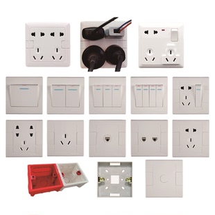 曼科三开松可一位开关五孔多功能插座调速开关暗装86型十孔插座