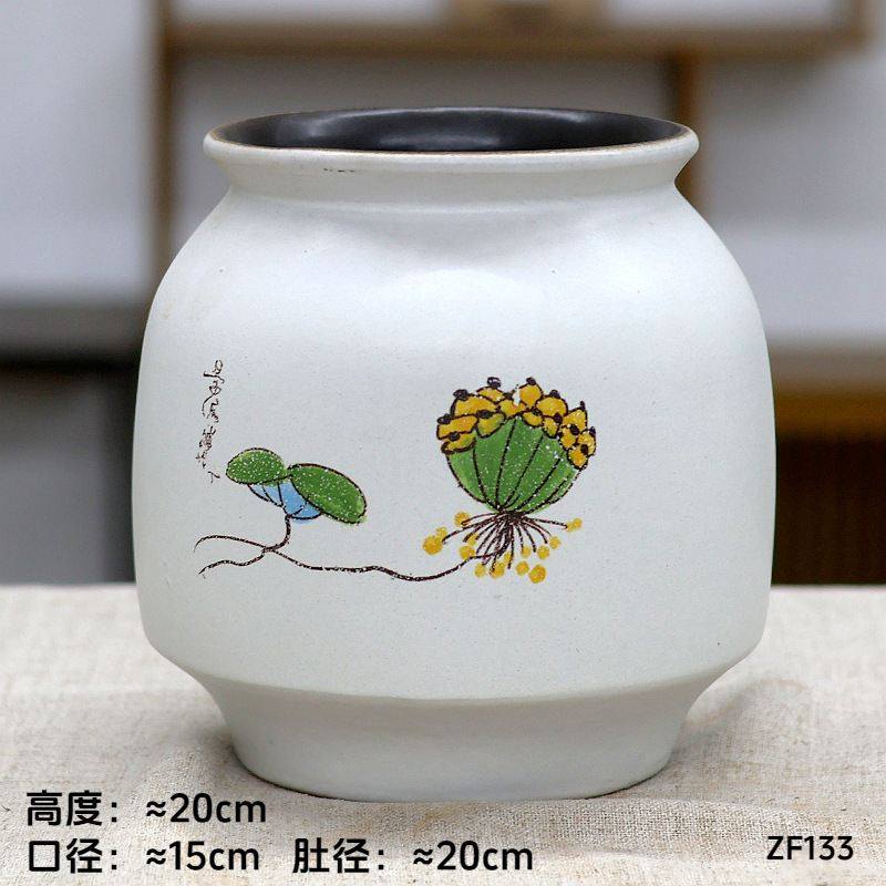 手绘贴花多肉花盆三角梅陶罐陶瓷图案家用大陶土手绘阳台口径