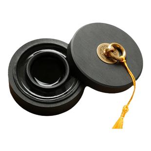 双圈保湿防蒸发不干墨火锅砚台 带盖砚台毛笔墨汁书法专用原石毛笔墨水书法专用带盖墨盒墨台磨墨素砚墨海