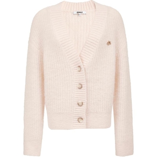 ONLY春季上衣软糯松弛落肩显瘦宽松纽扣开衫针织衫女|12543B016