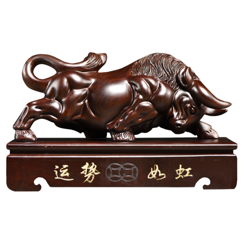 黑檀木雕运势如虹十二生肖摆件