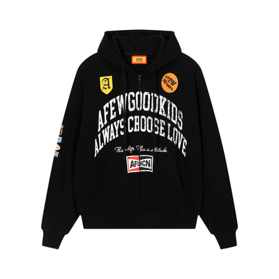 AFGK25FW号码做旧印花开衫卫衣