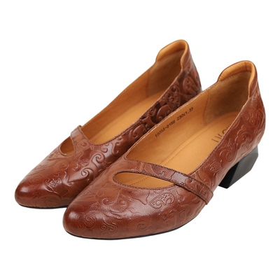 相伴真皮软底不累脚新中式单鞋