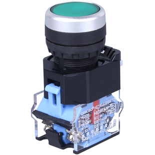 电源启动停止按钮开关LA38-11平头自复位圆形控制点动自锁按钮