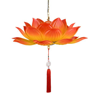 LED莲花灯吊灯寺庙灯笼文旅荷花灯夜游古城走廊亮化照明装饰花灯