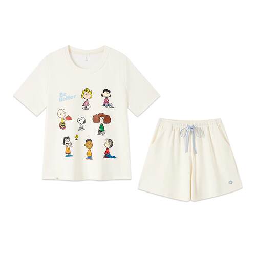 史努比睡衣纯棉女款夏季可爱短袖带胸垫夏2026新款女士家居服夏天