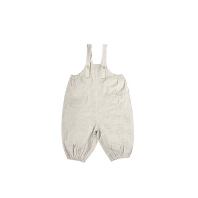 Quincy Mae童装26春亚麻休闲风儿童裤子中低腰裤背带裤纯棉松紧腰