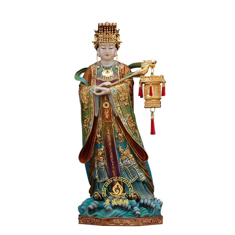 妈祖娘娘铜彩绘神像摆件供奉