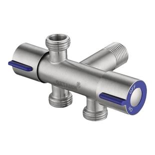 304不锈钢一进三出双开关双控4分泠热角阀马桶洗衣机三出水分水阀