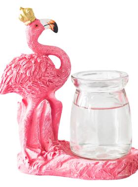 火烈鸟水培绿萝植物小花瓶玻璃透明水养桌面北欧清新创意装饰摆件