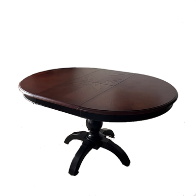 秋林木语法式复古可伸缩实木圆桌