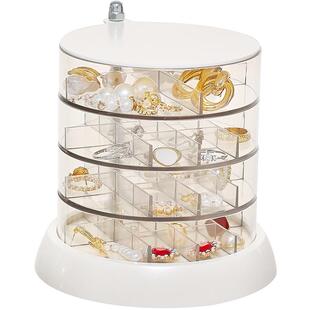 首饰盒新款高档精致亚克力多层格旋转珠宝品戒指坠钉手镯耳环透明