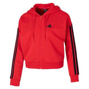 阿迪达斯女子2025春季本命年红色针织运动开衫休闲连帽外套IS6999