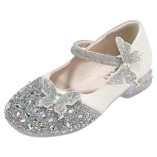 星期六女童公主鞋2025新款秋季儿童水晶鞋小女孩软底演出鞋礼服鞋