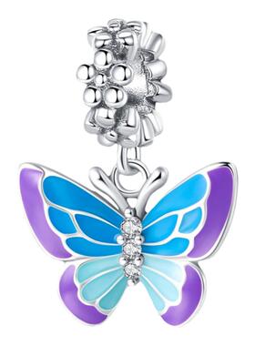 铜镀银DIY吊坠饰品配件 发光夜光彩色蝴蝶螃蟹章鱼吊饰跨境