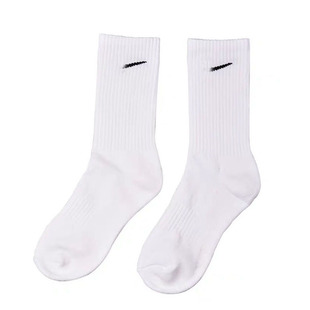 3双/黑皮体育生白袜勾勾运动篮球袜子中筒长筒纯棉男生加厚拼接