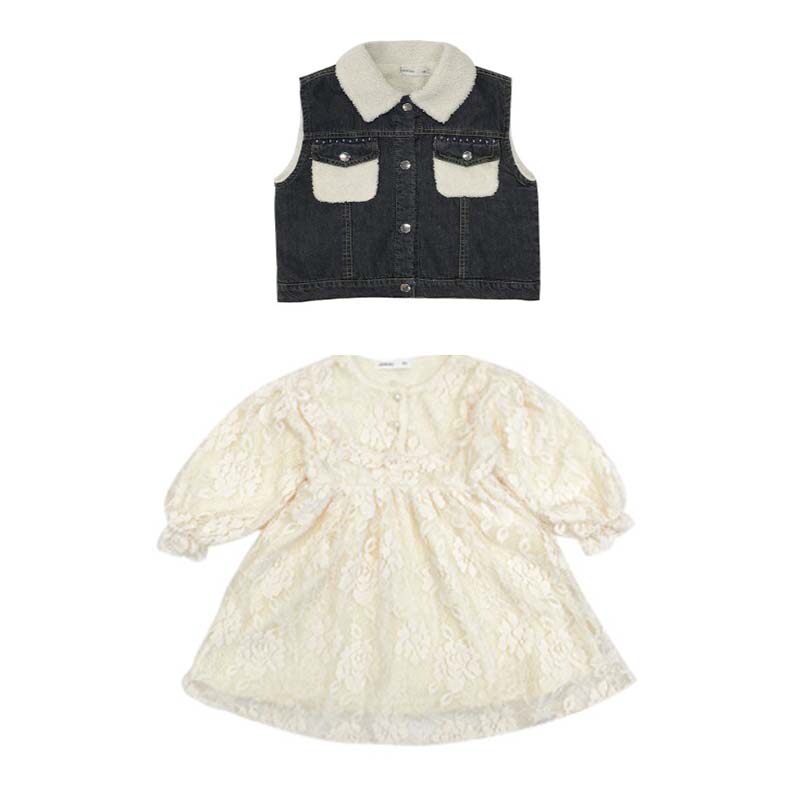 2025年春秋新款女童洋气连衣裙套装儿童名媛礼服生日宴会服二件套