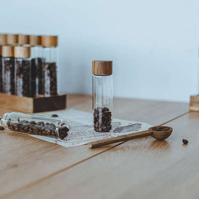 咖啡豆分装瓶试管密封瓶木盖玻璃密封储物罐收纳摆件展示架闻香瓶