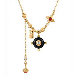 《藏南晚风》原创设计纯银天然黑玛瑙红玛瑙项链法式复古高级感新