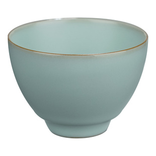 纯手工天青色汝窑不开片汝瓷中式复古陶瓷140C鸡心杯单个装茶茶具