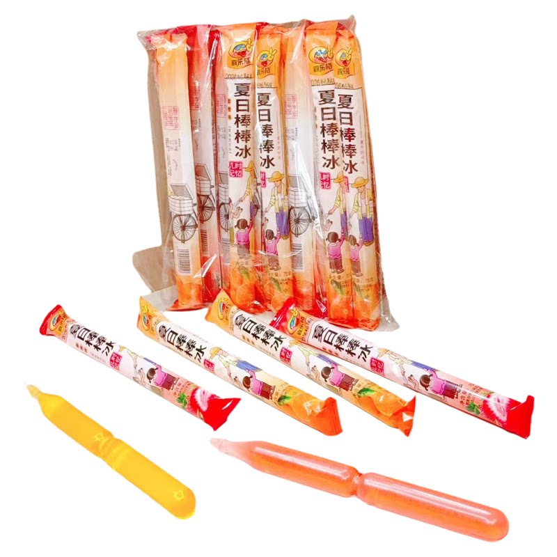 8090后的回忆儿时味道夏日棒棒冰草莓甜橙味儿童碎碎冰批发小卖部