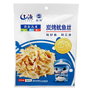 大连特产辽渔远洋海鲜零食50克手撕鱿鱼翅即食鱿鱼条碳烤鱿鱼丝