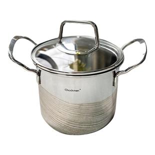 出口北美18/10不锈钢加深奶锅小汤锅煮面燃气炉电磁炉通用14CM厚