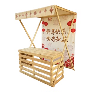 户外集市摊位架夜市摆摊活动棚折叠实木花车移动促销展示架可定制