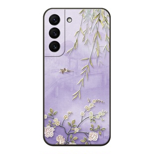 适用三星s25立体s24浮雕s23花鸟ultra柳枝s22手机壳a54蝴蝶+文创note20花朵a35国风a53妈妈a55软壳21fe新中式