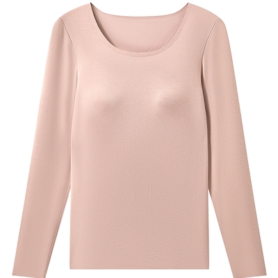 带杯保暖上衣含羊毛抗菌百搭秋衣