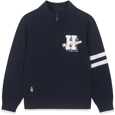 简约休闲线衣套头毛衣暇步士童装